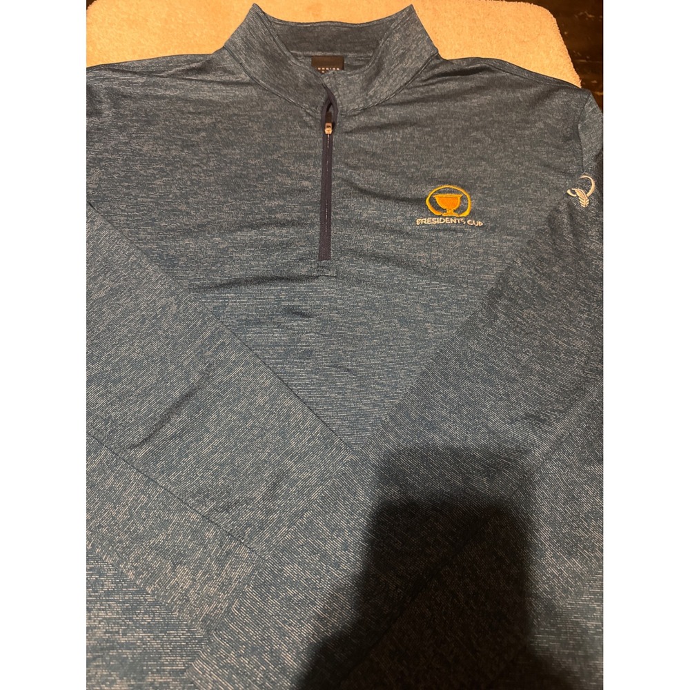 Dunning Golf Presidents Cup Heather Blue XXL Mens Quarter Zip Pullover Sweater